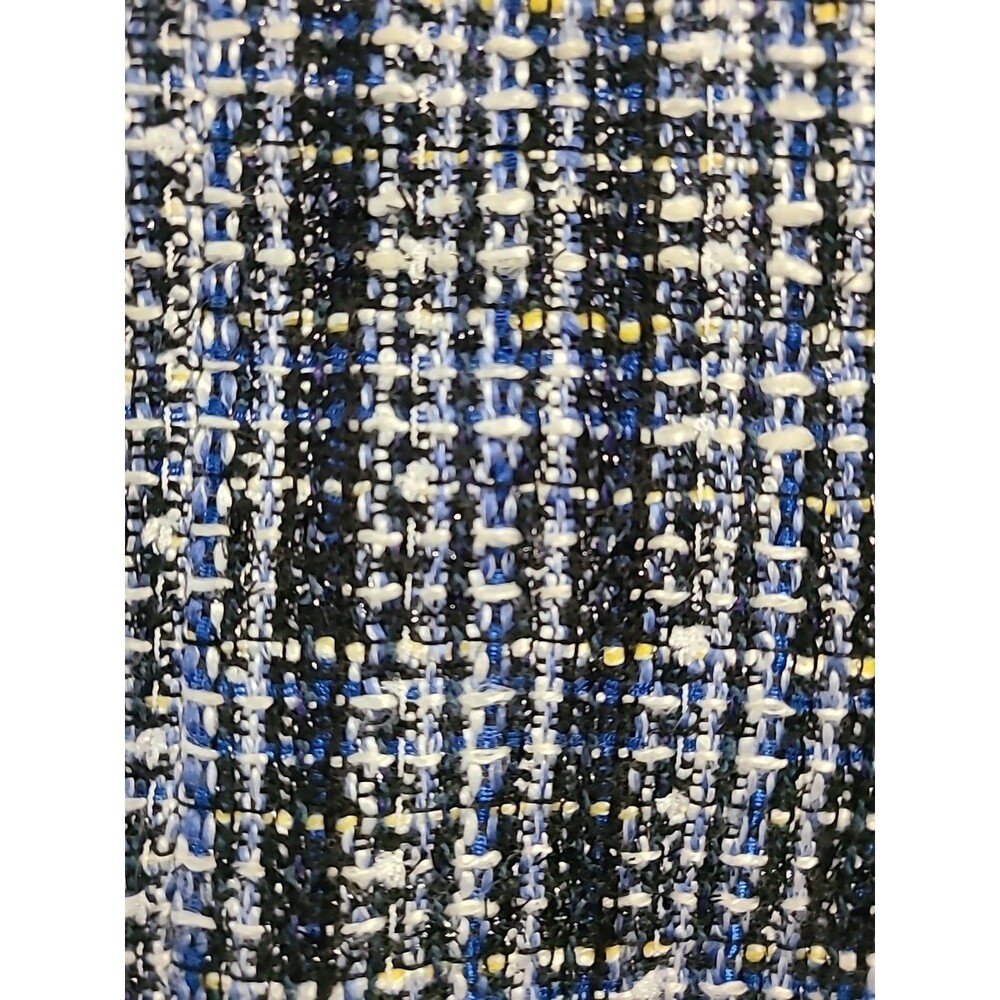 Tahari Arthur Levine Blue Fringe Braid Trim Tweed Crop Lady Jacket Blazer Sz 6 - Picture 6 of 7